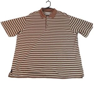 Daniel‎ Cremieux Striped Brown Polo Shirt Double Mercerized Cotton Men's XL